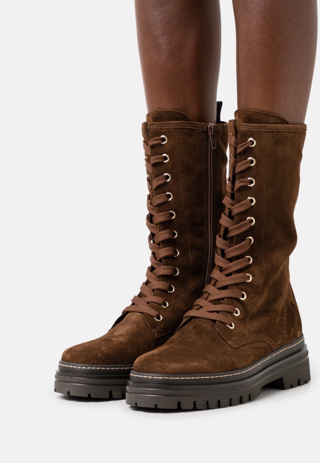 Gabour | Bottines à Lacets Exclusives Rose Foncé/panna